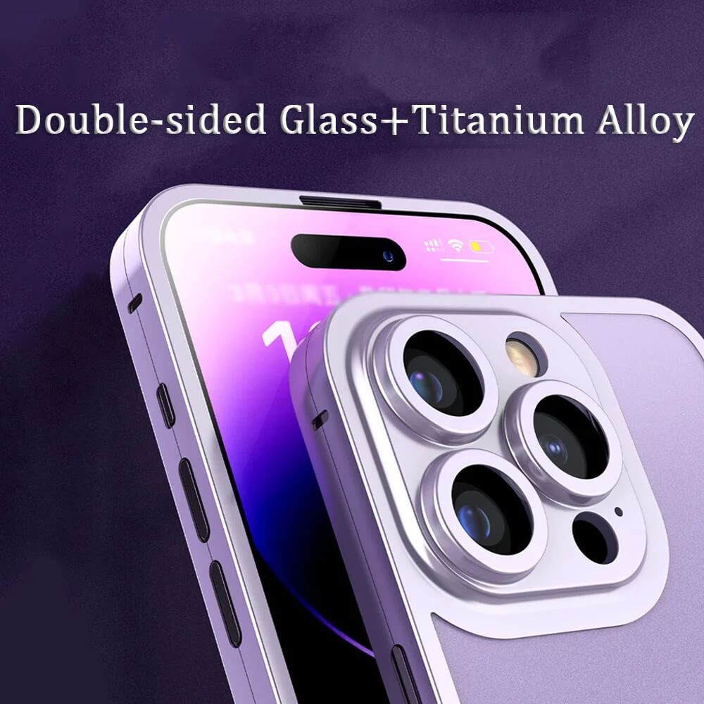 For iPhone Titanium Alloy Double-sided Glass All-inclusive Phone Case-2