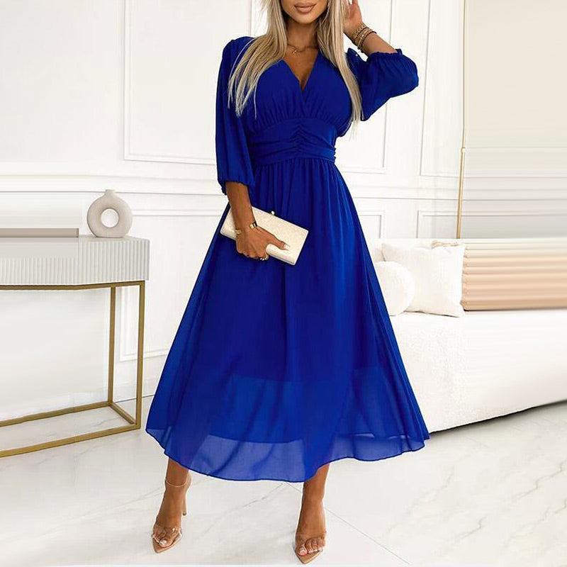 Women's V-neck Lightweight Chiffon Dresses-8