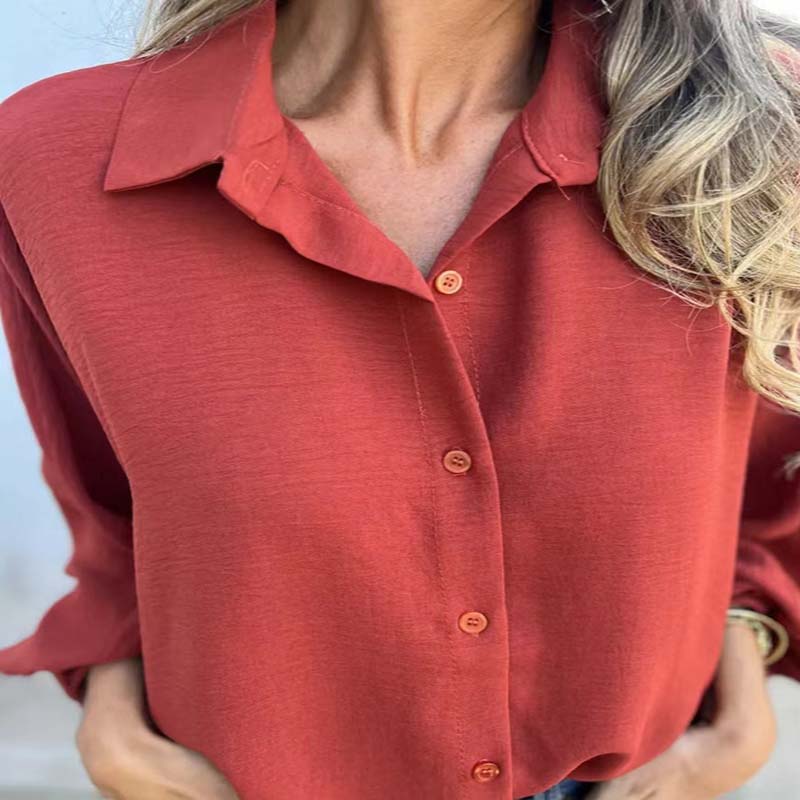 🔥HOT SALE 50% OFF💕Women's Elegant Solid Color Button-Up Shirt-2