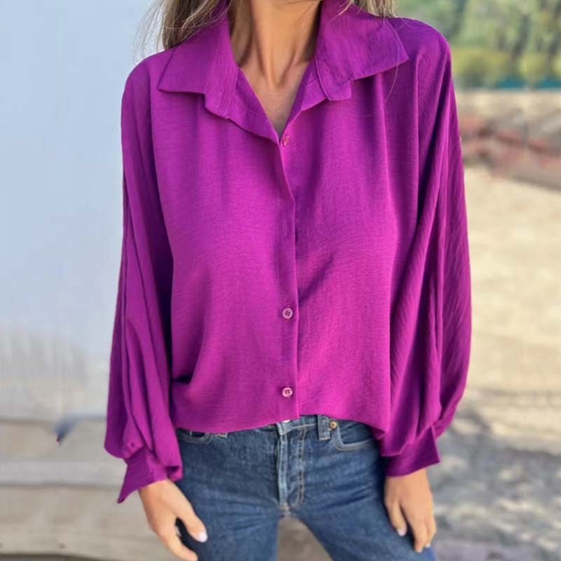 🔥HOT SALE 50% OFF💕Women's Elegant Solid Color Button-Up Shirt-6