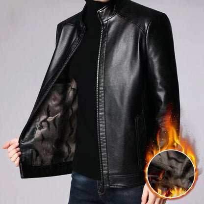 🎅Christmas Pre-sale🎁Men’s Warm Plush Lining Leather Jacket