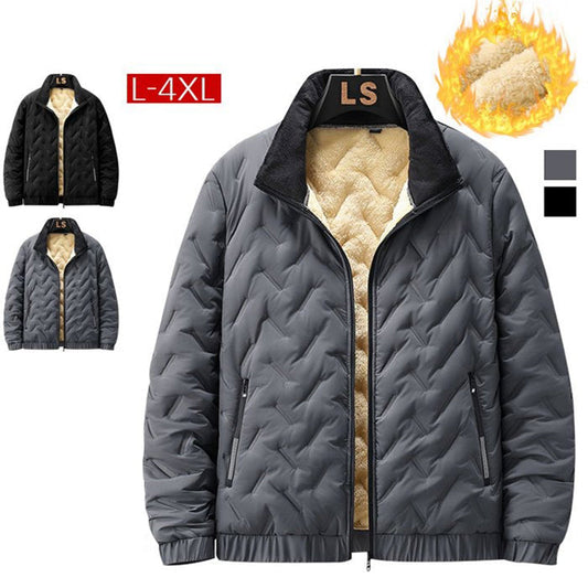 Men's quilted winter jacket with fleece lining