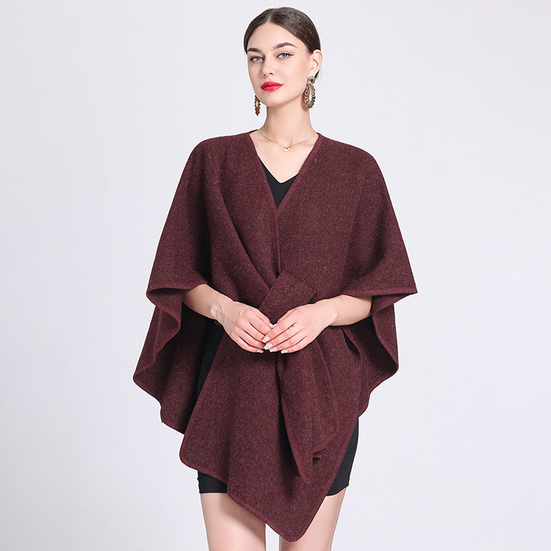 Women's Elegant Faux Wool Wrap Shawl-16