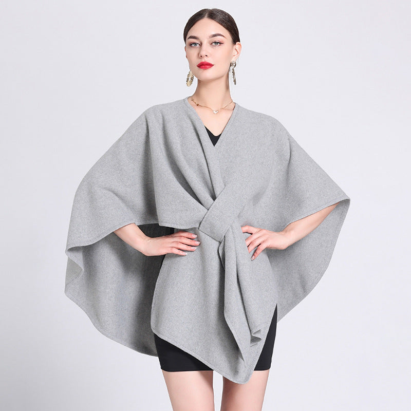 Women's Elegant Faux Wool Wrap Shawl-17