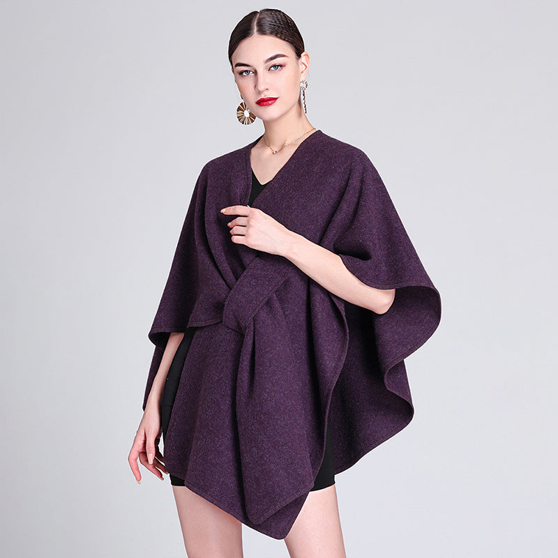 Women's Elegant Faux Wool Wrap Shawl-18