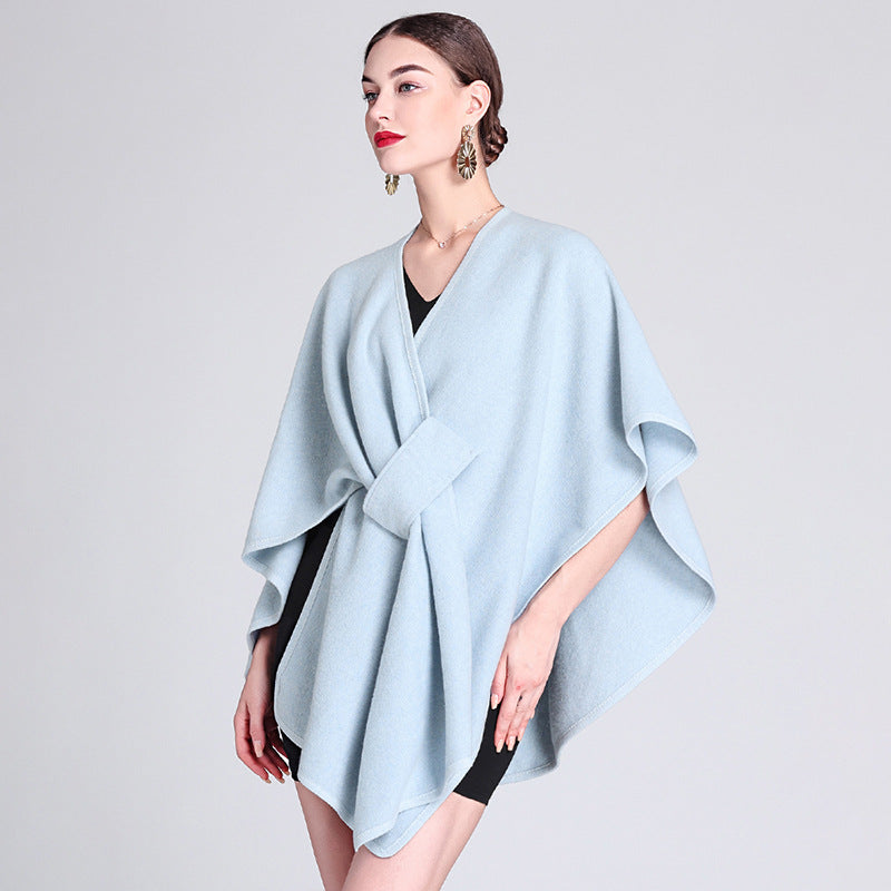 Women's Elegant Faux Wool Wrap Shawl-20